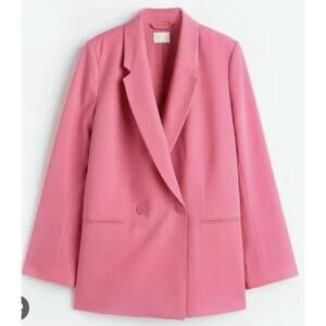 H&M Pink Double-breasted Blazer in Pink, New with Tags, Large